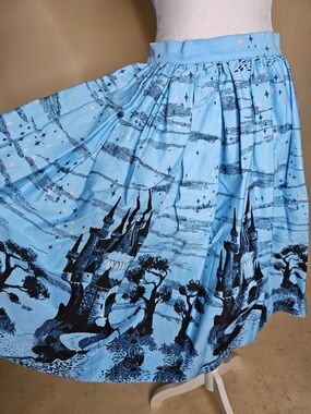 Pinup Couture Light Blue Castle-Print Circle Skirt